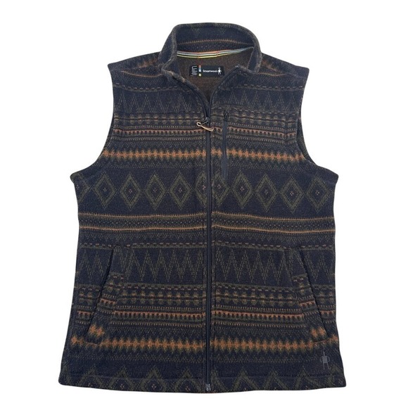 Smartwool Other - Smartwool Vest Mens S Blue Deep Navy Hudson Trail Fleece Fair Isle Full Zip Wool